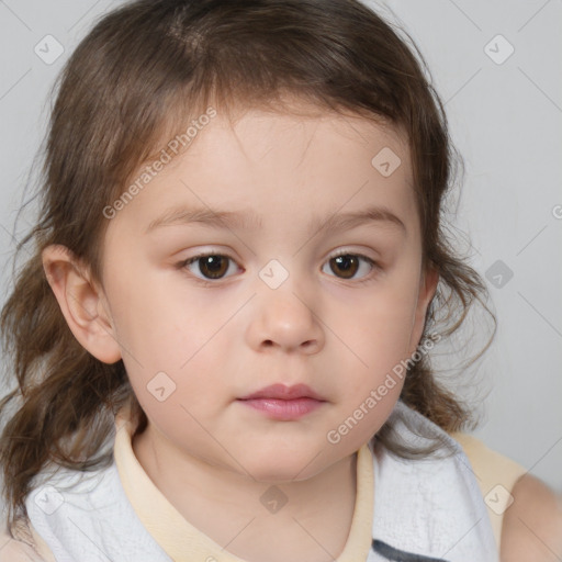 Neutral white child female with medium  brown hair and brown eyes