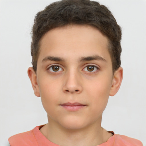 Neutral white child male with short  brown hair and brown eyes