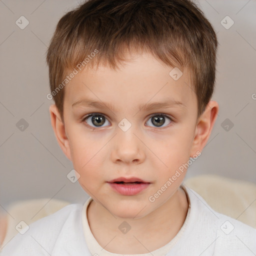 Neutral white child male with short  brown hair and brown eyes