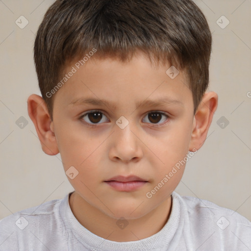 Neutral white child male with short  brown hair and brown eyes