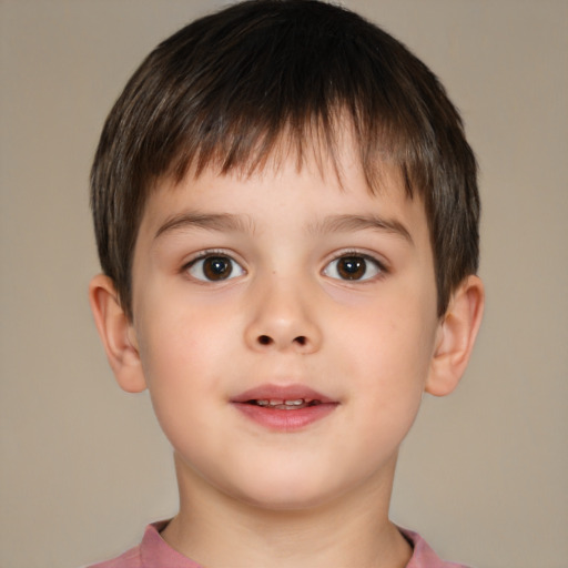 Neutral white child male with short  brown hair and brown eyes