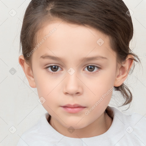 Neutral white child female with medium  brown hair and brown eyes