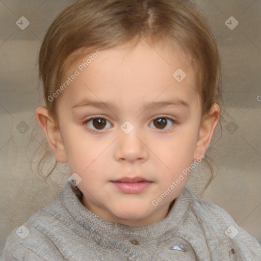 Neutral white child female with short  brown hair and brown eyes