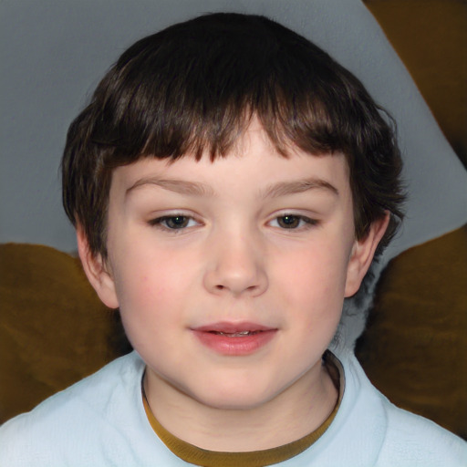 Neutral white child male with medium  brown hair and brown eyes