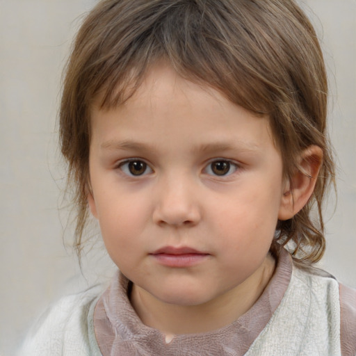 Neutral white child female with medium  brown hair and brown eyes