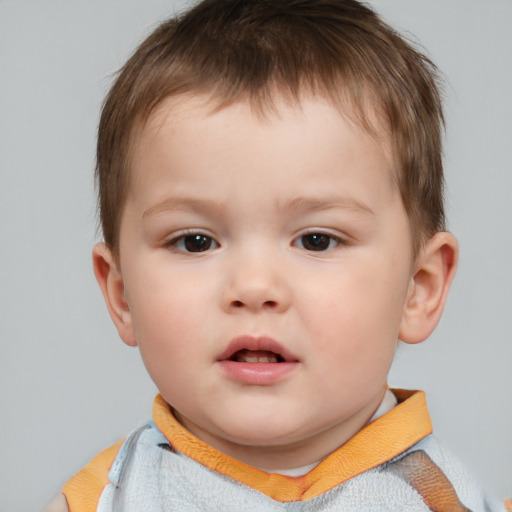 Neutral white child male with short  brown hair and brown eyes