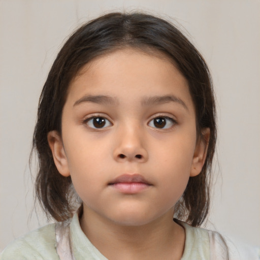 Neutral asian child female with medium  brown hair and brown eyes