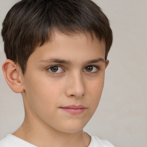 Neutral white child male with short  brown hair and brown eyes