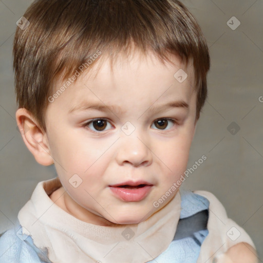 Neutral white child male with short  brown hair and brown eyes