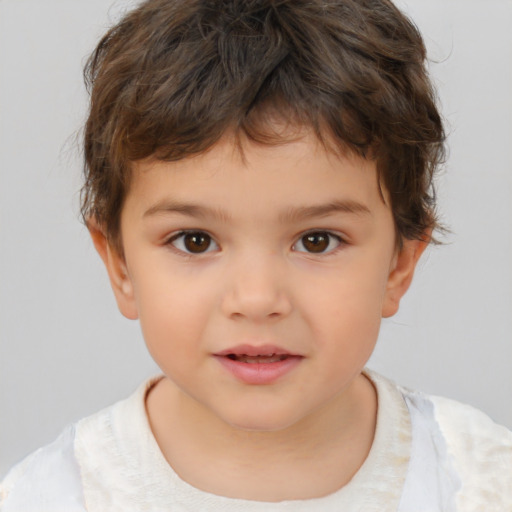 Neutral white child male with short  brown hair and brown eyes