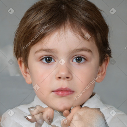 Neutral white child male with short  brown hair and brown eyes