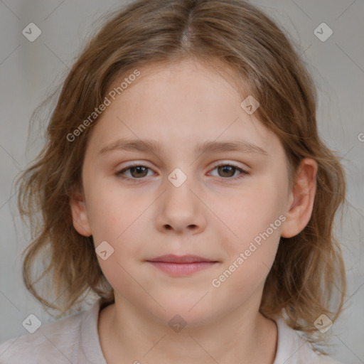 Neutral white child female with medium  brown hair and brown eyes