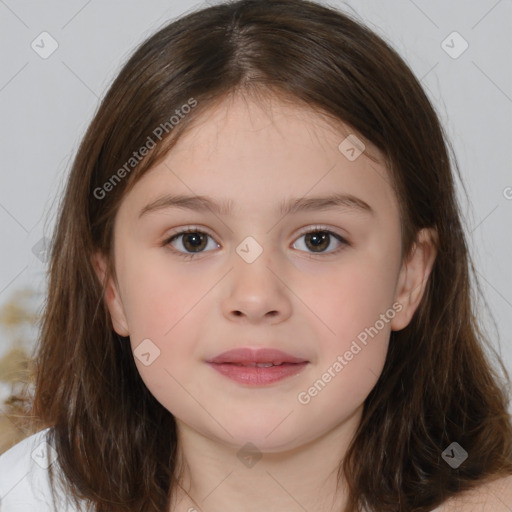 Neutral white child female with medium  brown hair and brown eyes