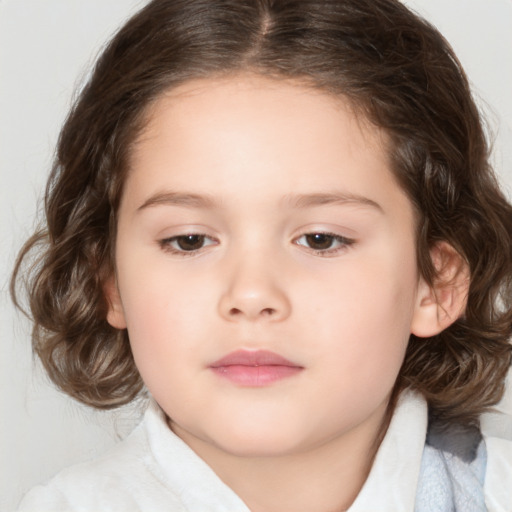 Neutral white child female with medium  brown hair and brown eyes