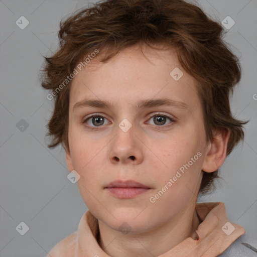 Neutral white child female with medium  brown hair and brown eyes