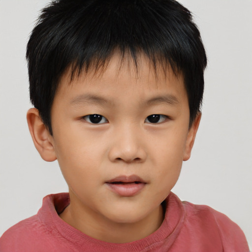Neutral asian child male with short  brown hair and brown eyes