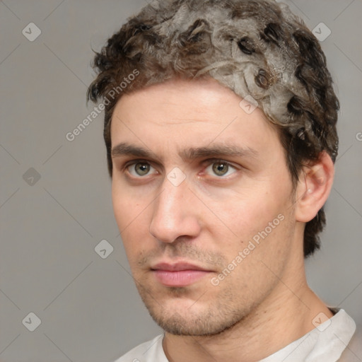 Neutral white adult male with short  brown hair and brown eyes