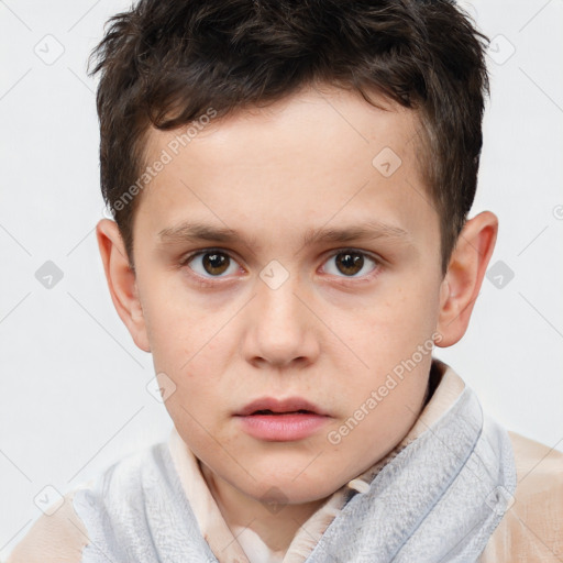 Neutral white child male with short  brown hair and brown eyes