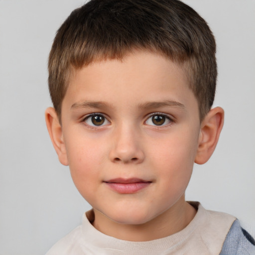 Neutral white child male with short  brown hair and brown eyes