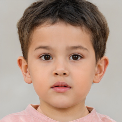 Neutral white child male with short  brown hair and brown eyes