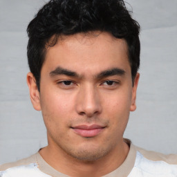 Neutral asian young-adult male with short  brown hair and brown eyes