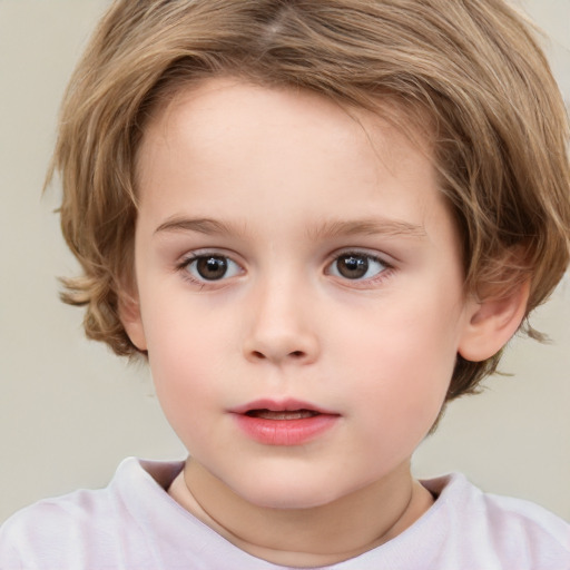 Neutral white child female with short  brown hair and brown eyes