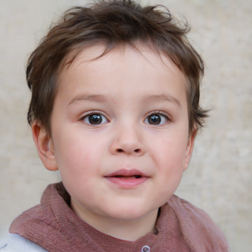 Neutral white child female with medium  brown hair and blue eyes