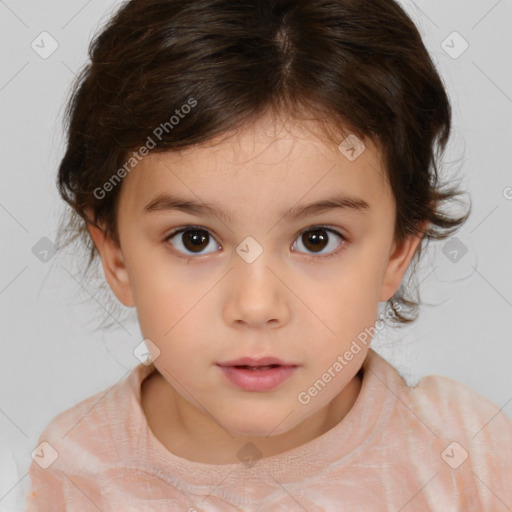 Neutral white child female with medium  brown hair and brown eyes