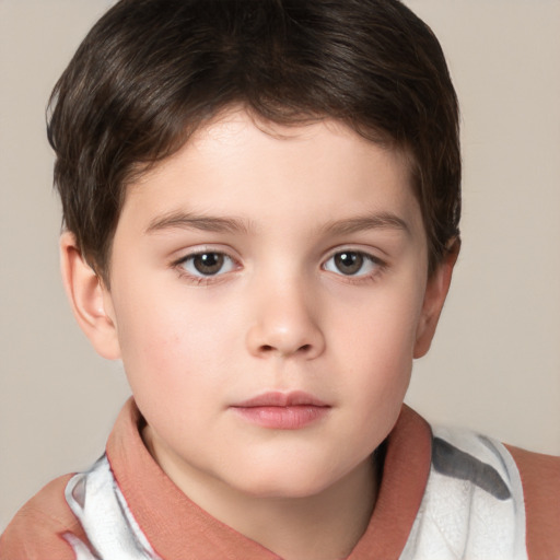 Neutral white child male with short  brown hair and brown eyes