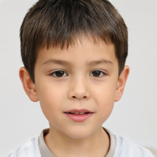 Neutral white child male with short  brown hair and brown eyes