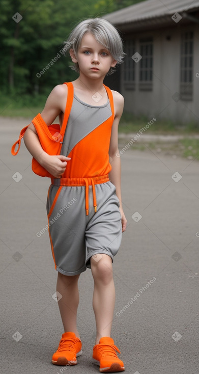 Ukrainian child boy with  gray hair