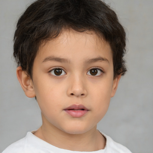 Neutral white child male with short  brown hair and brown eyes