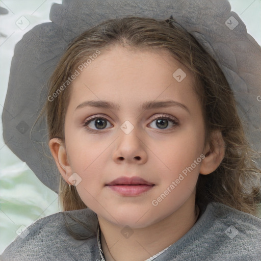 Neutral white child female with medium  brown hair and brown eyes