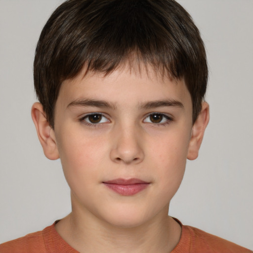 Neutral white child male with short  brown hair and brown eyes