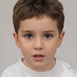 Neutral white child male with short  brown hair and brown eyes