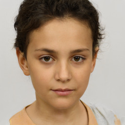 Neutral white child female with short  brown hair and brown eyes