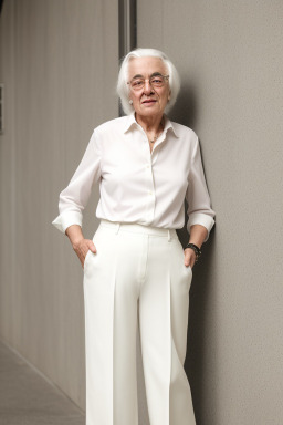 Italian elderly non-binary with  white hair