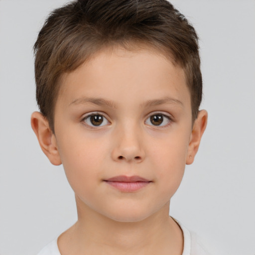 Neutral white child male with short  brown hair and brown eyes