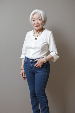 Korean elderly female with  white hair