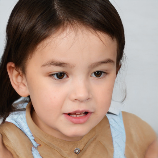 Neutral white child female with medium  brown hair and brown eyes