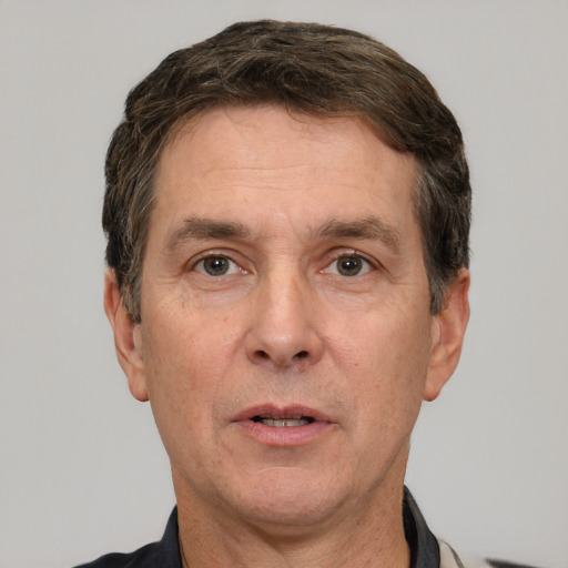 Neutral white adult male with short  brown hair and brown eyes