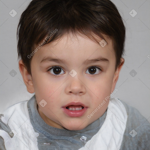 Neutral white child female with short  brown hair and brown eyes