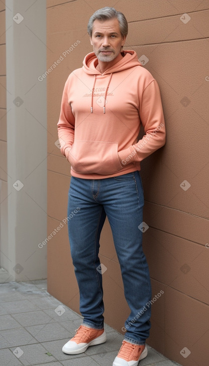 Caucasian middle-aged male with  brown hair