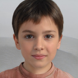 Neutral white child female with short  brown hair and brown eyes