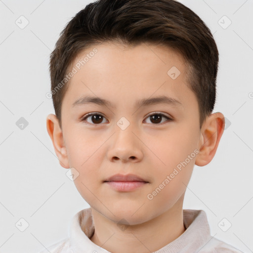 Neutral white child male with short  brown hair and brown eyes