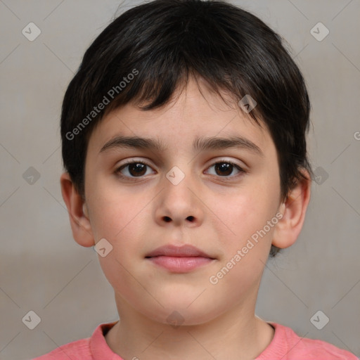 Neutral white child female with short  brown hair and brown eyes