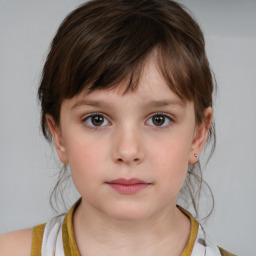 Neutral white child female with medium  brown hair and brown eyes