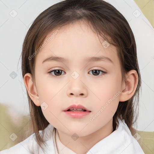 Neutral white child female with medium  brown hair and brown eyes