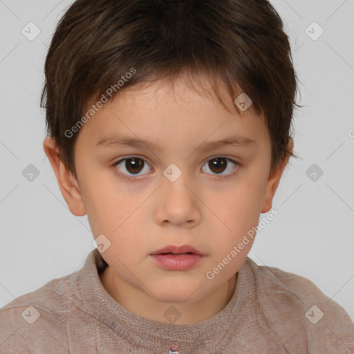 Neutral white child female with short  brown hair and brown eyes