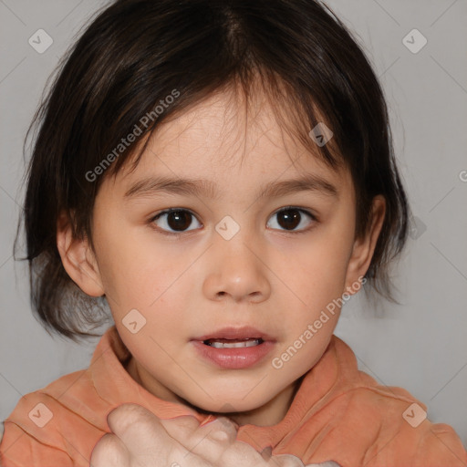 Neutral white child female with medium  brown hair and brown eyes